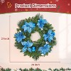 Pre-Lit Frosted Christmas Wreath Set of 6, Christmas Decoration with Pine Cones, Holly Berries - 2 of 4
