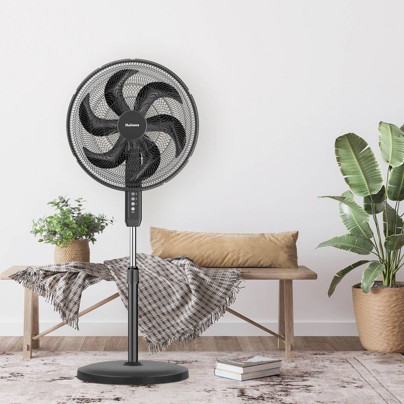 Holmes Big Breeze 16&#34; Manual Oscillating 3-Speed Powerful Airflow Stand Fan Black, 2 of 9
