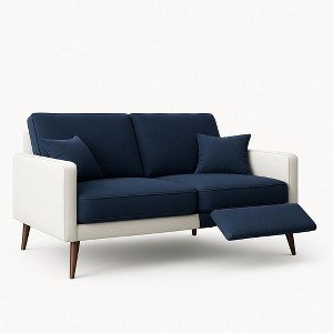 Rennnsan Reclining Mid-Century Modern Sofa in Navy and White - 1 of 1