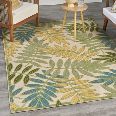 Green Multicolor Tropical Leaf Flat Woven Indoor/Outdoor Rug 5'3" x 7'5"