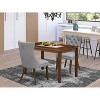 HomeStock 3-Pc Antique Walnut Finish Rectangular Solid Wood Top Dining Table Set - 2 of 4