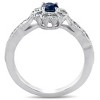 Pompeii3 5/8 ct Blue Sapphire Halo Vintage Diamond Engagement Ring 14k White Gold - 3 of 4