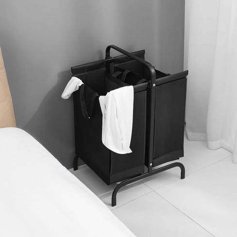 110L Slim Double Laundry Hamper With Lid & Wheels - 2 Section Rolling Dirty Clothes Basket With Removable Mesh Bags
