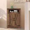 Farmhouse Corner Bathroom Cabinet with Barn Doors, Adjustable Shelf & Storage for Small Spaces - 3 of 4