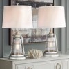 Franklin Iron Works Fisher 28 3/4" Tall Lantern Industrial End Table Lamps Set of 2 Night Light Silver Galvanized Finish Metal Living Room Bedroom - 2 of 4
