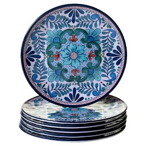 Certified International Talavera by Nancy Green Melamine Salad Plates 9" Blue - Set of 6 - 1 of 3