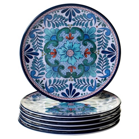 Certified International Talavera By Nancy Green Melamine Salad Plates 9  Blue - Set Of 6 : Target