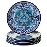 Certified International Talavera by Nancy Green Melamine Salad Plates 9" Blue - Set of 6