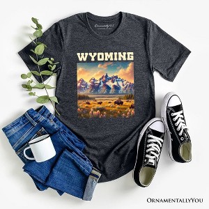 Majestic Wyoming State Prairie T-Shirt, Grand Teton Bison Tee and Western Landscape Souvenir | OrnamentallyYou - 1 of 4