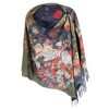 The Magic Scarf Company Women's Reversible Sueded Floral Art Print Button Shawl - 2 of 4