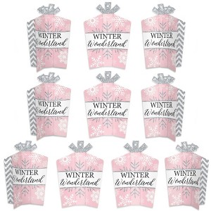 Big Dot of Happiness Pink Winter Wonderland - Table Decor - Holiday Snowflake Birthday Party and Baby Shower Fold and Flare Centerpieces - 10 Count - 1 of 4