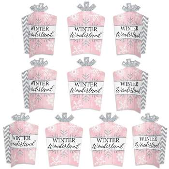 Big Dot of Happiness Pink Winter Wonderland - Table Decor - Holiday Snowflake Birthday Party and Baby Shower Fold and Flare Centerpieces - 10 Count