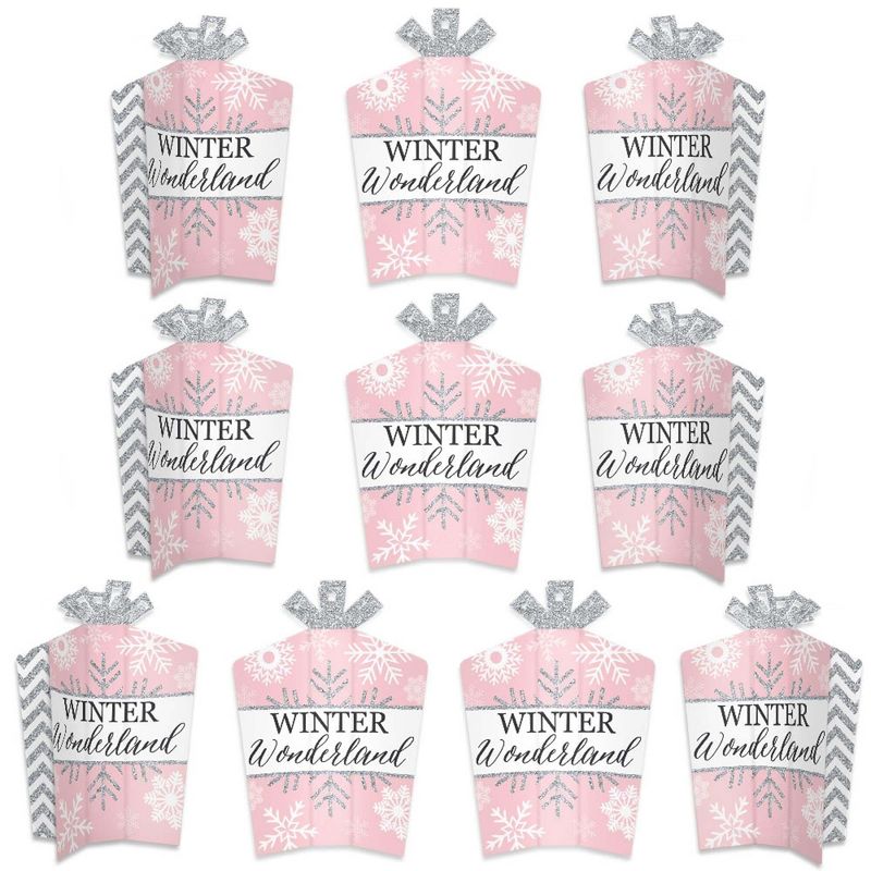 Big Dot of Happiness Pink Winter Wonderland - Table Decor - Holiday Snowflake Birthday Party and Baby Shower Fold and Flare Centerpieces - 10 Count, 1 of 8