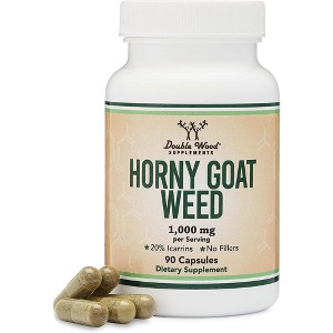 Horny Goat Weed - 90 x 500 mg capsules by Double Wood Supplements - Supports Healthy Libido - 1 of 4