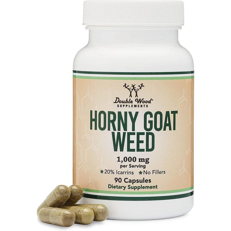 Horny Goat Weed - 90 x 500 mg capsules by Double Wood Supplements - Supports Healthy Libido, 1 of 5