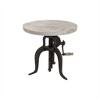 HomeRoots 19" Natural and Gunmetal Solid Wood and Iron Height Adjustable Round End Table - 4 of 4