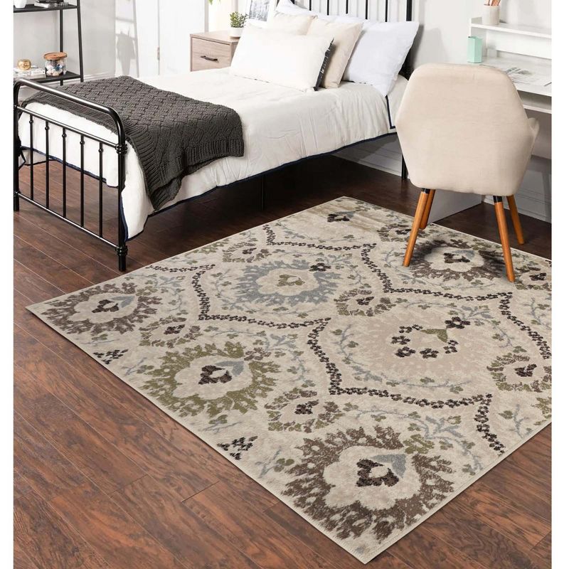 Distressed Abstract Damask Indoor Area Rug or Runner by Blue Nile Mills, 3 of 8
