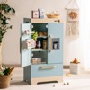 ROBOTIME Play Kitchen for Toddlers,Fridge Refrigerator with Ice Dispenser,Wooden Kids Kitchen Playset Toy,Gift for Ages 3+, Blue, 18"*11"*40.5" - 2 of 4
