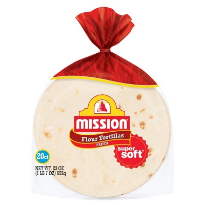 Mission Fajita Size Super Soft Flour Tortillas - 23oz/20ct