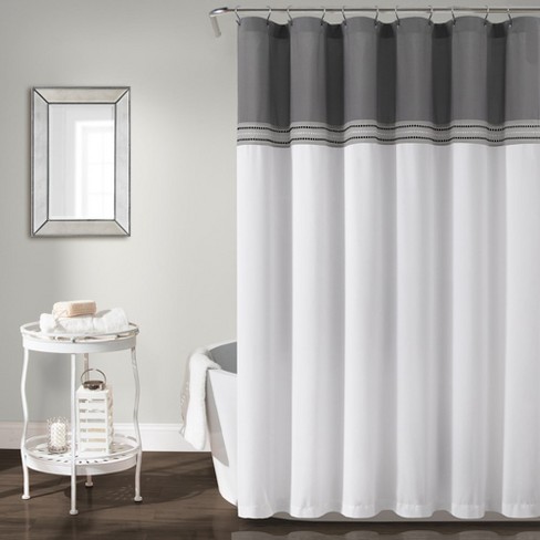 Terra Embroidery Shower Curtain Gray/white Single 72x72 : Target