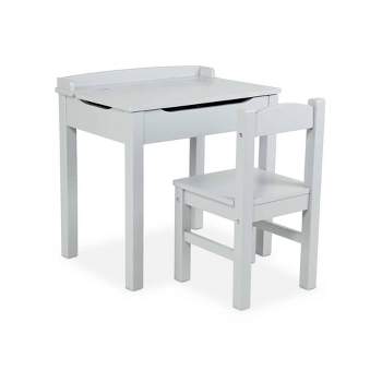 Melissa & Doug Wooden Child's Lift-Top Desk and Chair - Gray