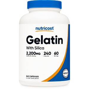 Nutricost Gelatin with Silica (2,200mg) 240 Capsules - With Grass-Fed Beef Gelatin, Gluten-Free, GMO-Free, 60 Servings - 1 of 4