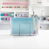 mDesign Plastic Sewing & Craft Storage Organizer Caddy Tote with Handle, Clear - 3 of 4