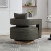 29.1'' Faux Leather Swivel Open Back Barrel Accent Chair with Weathered Solid Wood Base, Comfy Cushion and Pillow Included - 4 of 4