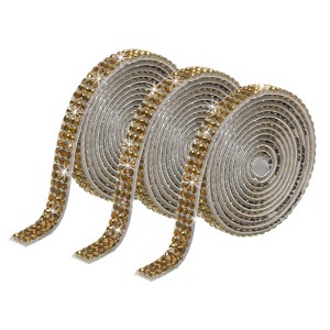 Unique Bargains Self-Adhesive DIY Crafts Decorations Crystal Rhinestone Diamond Ribbon 3 Rolls - 1 of 4