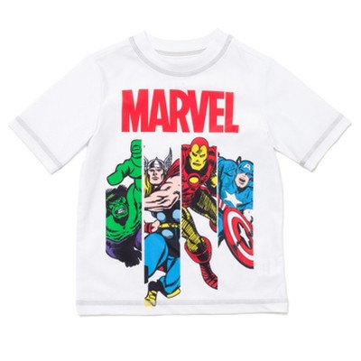 Marvel Avengers Spider-Man Hulk Black Panther Iron Man Thor Rash Guard Swim Shirt Little Kid to Big Kid