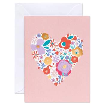 10ct Blank Note Cards Floral Heart