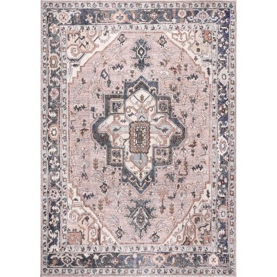 Eco-Friendly Sasha 8' x 10' Pink Medallion Washable Area Rug