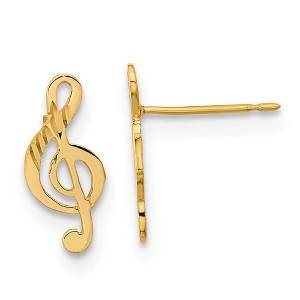 Black Bow Jewelry Kids Diamond-cut Treble Clef Post Earrings in 14k Yellow Gold - 1 of 4