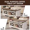 Coffee Table Lift Top with Storage, 47.2" Farmhouse Style with Sliding Barn Door & Hidden Compartment, 150LBS Capacity for Living Room Office - 2 of 4
