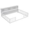 NicBex Full Size Wood Montessori Bed with Side Bookcase and Shelves,Floor Bed Frame with Safety Guardrails,Modern Toddler Bed for Bedroom,White - 4 of 4