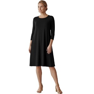 quarter sleeve t shirt dress Jessica London Stretch Knit Three-Quarter Sleeve T-Shirt Dress