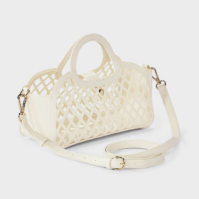 Сумки A New Day Jelly Mini Cage Tote Crossbody Bag - A New Day™ Cream — фото 3
