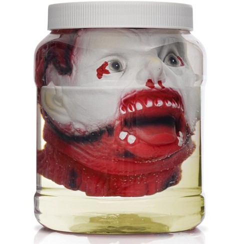 Skeleteen Laboratory Head In Jar - Gory Fake Severed Face Scary ...