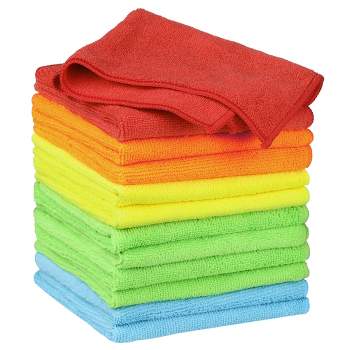 Unique Bargains Microfiber Lint Free Highly Absorbent Reusable Kitchen Towels 12 x 12 12 Packs Yellow