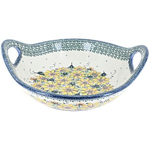 Blue Rose Polish Pottery MU07 Galia Deep serving Bowl with Handles - 1 of 1