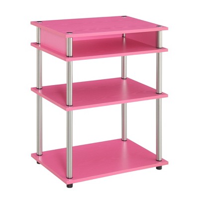 Breighton Home Designs2Go No Tools Printer Stand with Shelves in Pink/Chrome