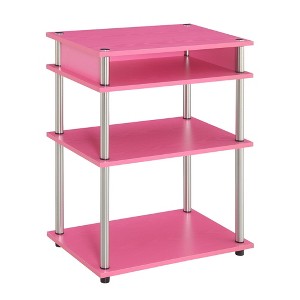Breighton Home Designs2Go No Tools Printer Stand with Shelves in Pink/Chrome - 1 of 4