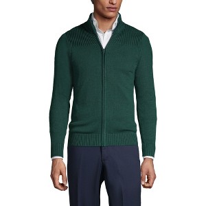 Lands' End School Uniform Men's Cotton Modal Zip Front Cardigan Sweater - 1 of 2