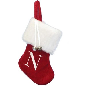 Kurt Adler Monogrammed “N” Miniature Christmas Stocking, 7" - 1 of 1