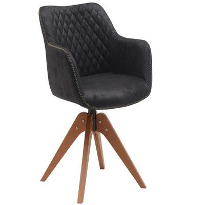 32.28"Suede Black Modern Swivel Office Accent Arm Chair(Set of 2)