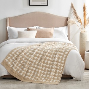 Snuggle Sac Houndstooth Throw Blanket Reversible Soft Knit Blanket for Couch, Bed, Travel, Camping, 50x60" - 1 of 4