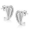 Haus of Brilliance Silver Pave-Set Diamond Accent Horseshoe Hoop Earring - 3 of 4