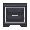 Vynxaria Modern 1pc Nightstand - Midnight Blue Finish, 2 Drawers (Metal Glides), Beveled Acrylic Trim, Chrome Tone Edge Pulls - 3 of 4
