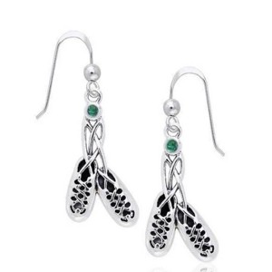 Slickblue Women’s Sterling Silver Irish Dancing Shoes Dangle Earrings with Emerald Gemstone, 1.38 Inch Drop - 1 of 3
