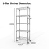 5-Tier Storage Shelves, 1100 LBS Steel Metal Frame Wire Rack Shelving with Adjustable Shelf with Wheels for Pantry Kitchen Garage Bedroom, Silver - 3 of 4